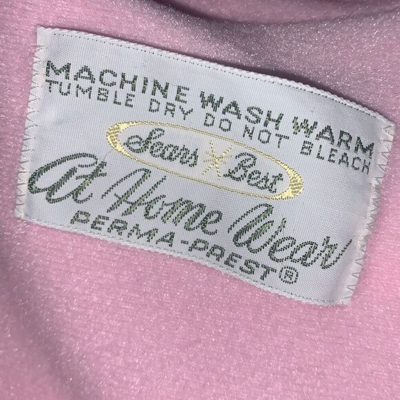 Vintage Pink Sears Embroidered Fleece Tie Waist Dressing Robe Small - Picture 14 of 14